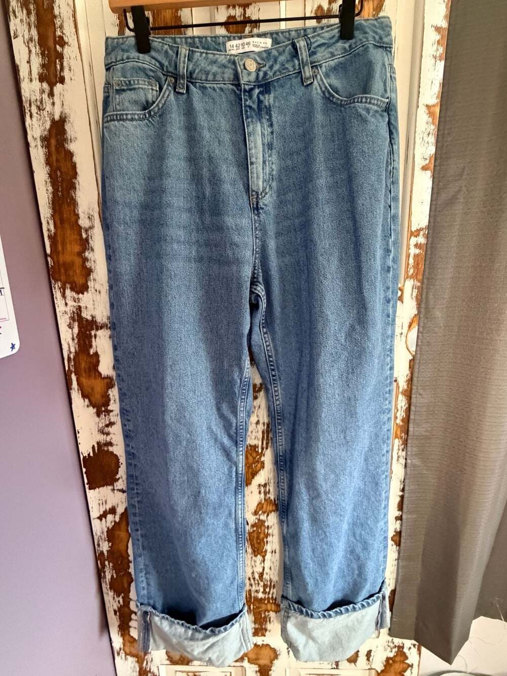 Denim Co. Straight Leg Jeans Mid Wash with Cuffed Hem Normcore Scandi Capsule
